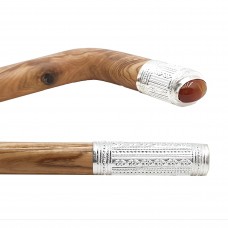 عصا عتم فضة مع فص